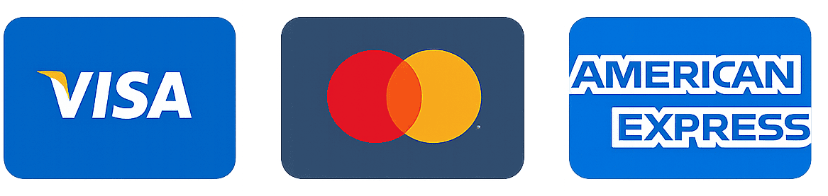 Accepted Cards - Visa, MasterCard, American Express